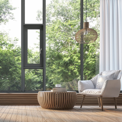 House Balcony Aluminum Frame Casement Window Impact Resistant Vertical Opening Type